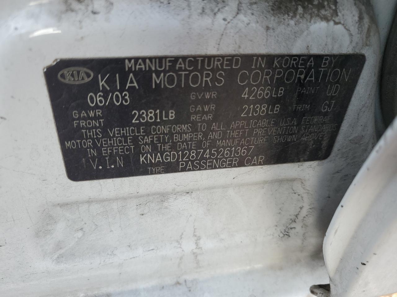 Photo 12 VIN: KNAGD128745261367 - KIA OPTIMA 