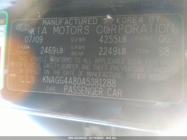 Photo 8 VIN: KNAGG4A80A5381288 - KIA OPTIMA 