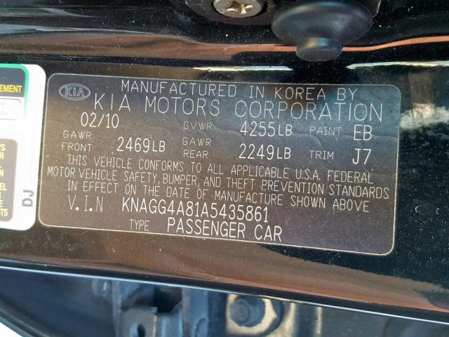 Photo 9 VIN: KNAGG4A81A5435861 - KIA OPTIMA LX 