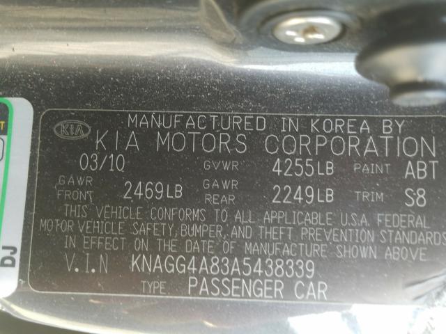 Photo 9 VIN: KNAGG4A83A5438339 - KIA OPTIMA LX 