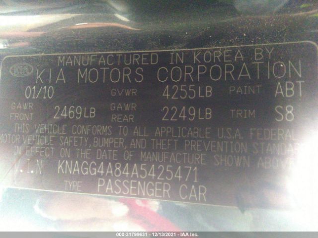 Photo 8 VIN: KNAGG4A84A5425471 - KIA OPTIMA 