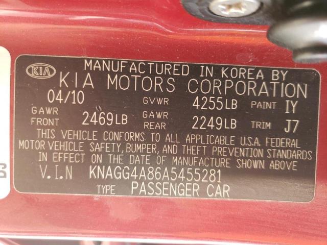 Photo 9 VIN: KNAGG4A86A5455281 - KIA OPTIMA LX 