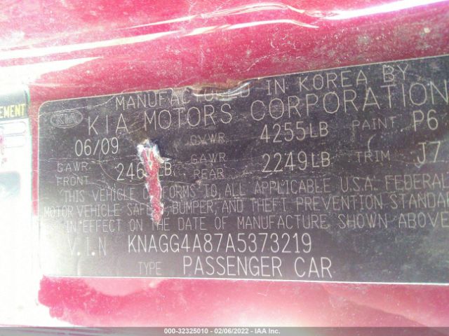 Photo 8 VIN: KNAGG4A87A5373219 - KIA OPTIMA 