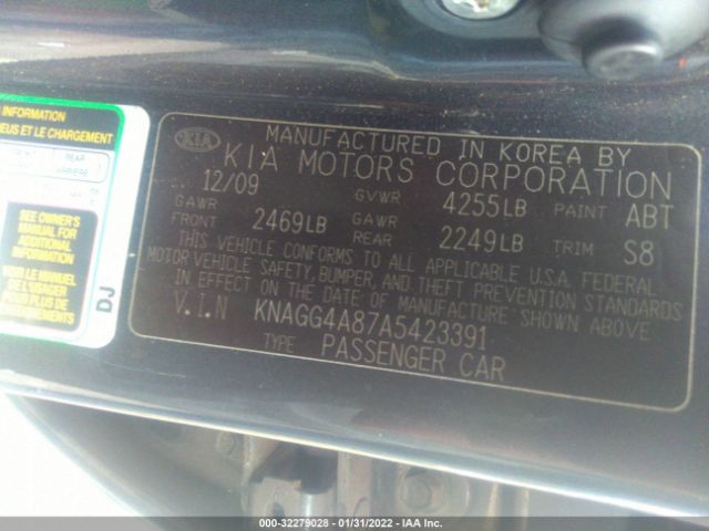 Photo 8 VIN: KNAGG4A87A5423391 - KIA OPTIMA 