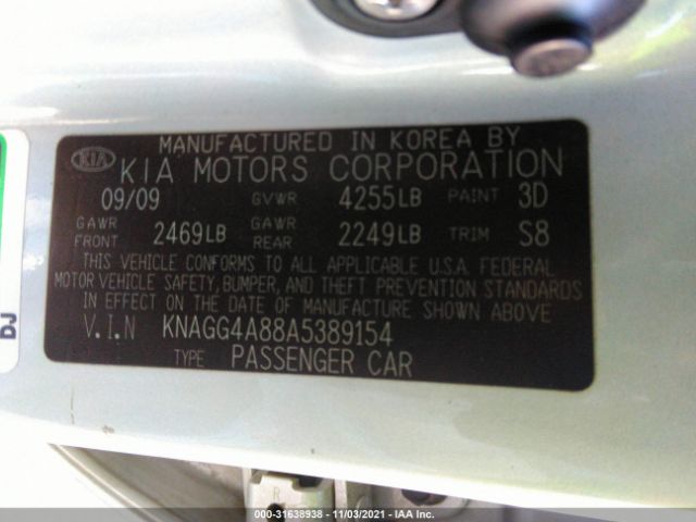 Photo 8 VIN: KNAGG4A88A5389154 - KIA OPTIMA 