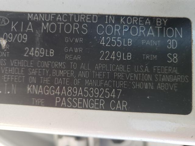 Photo 9 VIN: KNAGG4A89A5392547 - KIA OPTIMA LX 