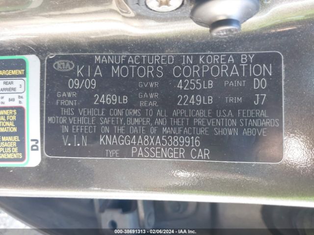 Photo 8 VIN: KNAGG4A8XA5389916 - KIA OPTIMA 