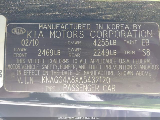 Photo 8 VIN: KNAGG4A8XA5432120 - KIA OPTIMA 