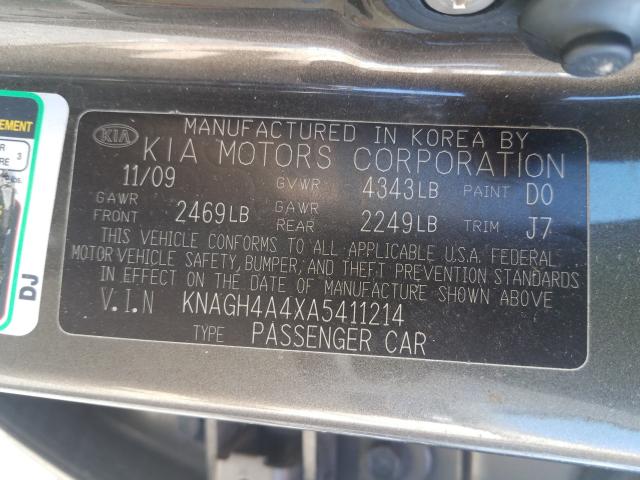 Photo 9 VIN: KNAGH4A4XA5411214 - KIA OPTIMA EX 