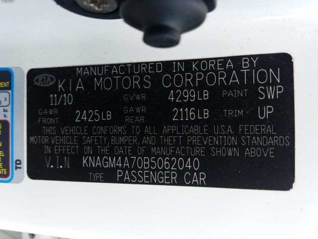 Photo 9 VIN: KNAGM4A70B5062040 - KIA OPTIMA LX 