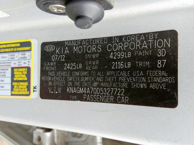 Photo 9 VIN: KNAGM4A70D5327722 - KIA OPTIMA 