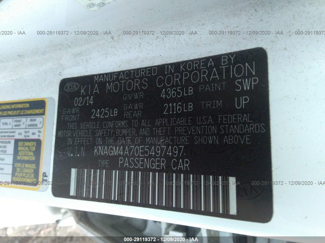 Photo 8 VIN: KNAGM4A70E5497497 - KIA OPTIMA 