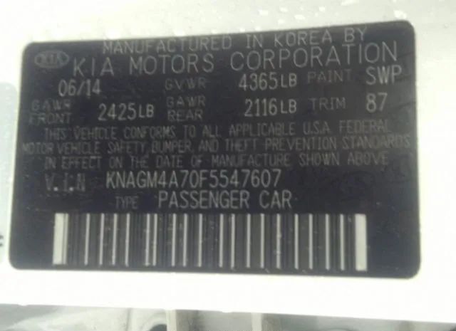 Photo 8 VIN: KNAGM4A70F5547607 - KIA OPTIMA 