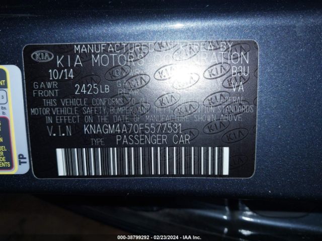 Photo 8 VIN: KNAGM4A70F5577531 - KIA OPTIMA 