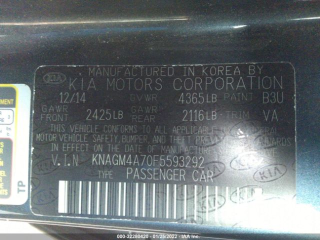 Photo 8 VIN: KNAGM4A70F5593292 - KIA OPTIMA 