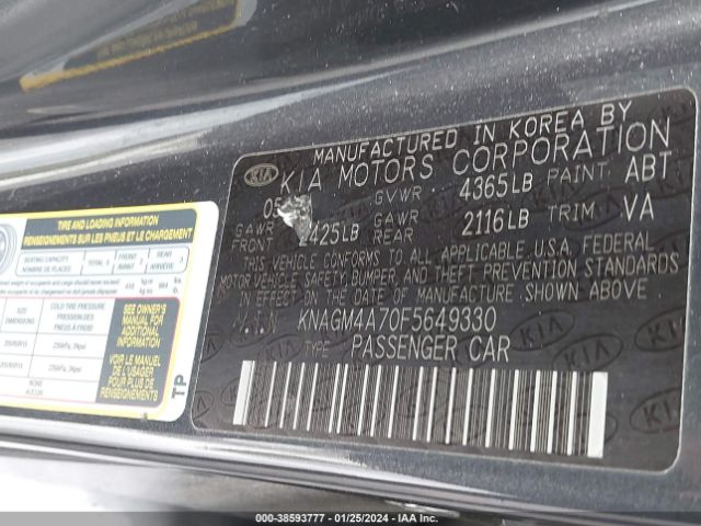 Photo 8 VIN: KNAGM4A70F5649330 - KIA OPTIMA 