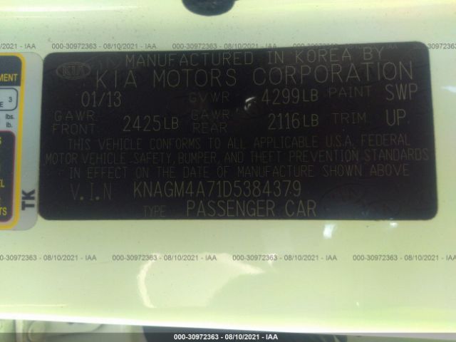 Photo 8 VIN: KNAGM4A71D5384379 - KIA OPTIMA 