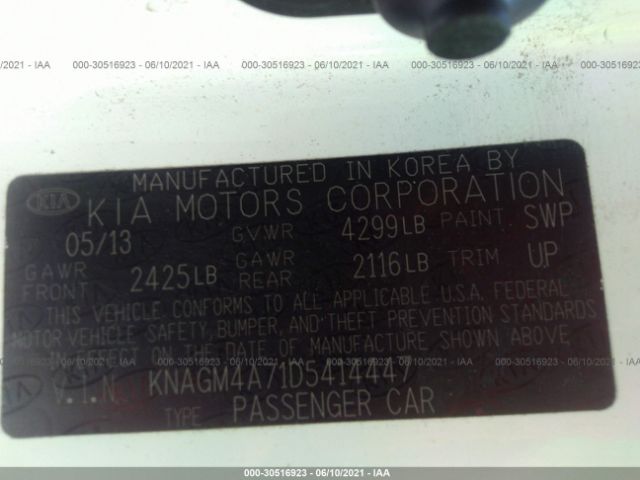 Photo 8 VIN: KNAGM4A71D5414447 - KIA OPTIMA 