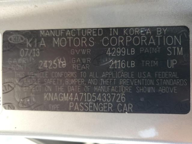 Photo 12 VIN: KNAGM4A71D5433726 - KIA OPTIMA LX 