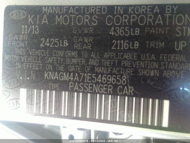 Photo 8 VIN: KNAGM4A71E5469658 - KIA OPTIMA 