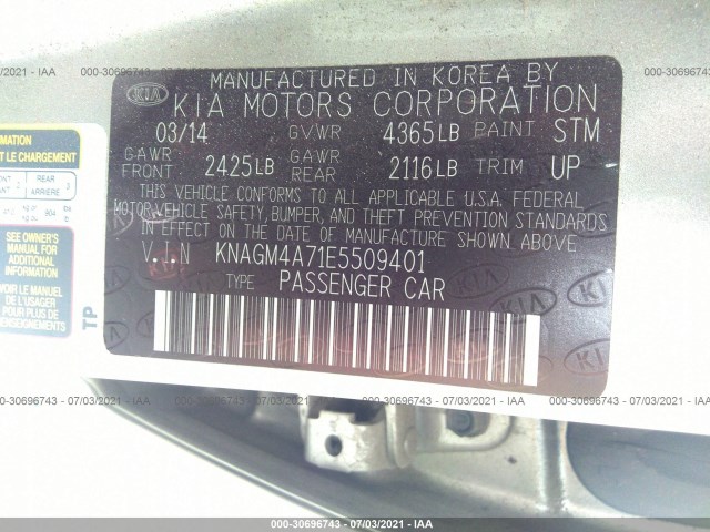 Photo 8 VIN: KNAGM4A71E5509401 - KIA OPTIMA 