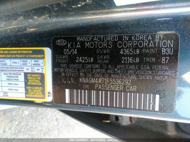 Photo 8 VIN: KNAGM4A71F5536292 - KIA OPTIMA 