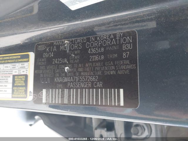 Photo 8 VIN: KNAGM4A71F5572662 - KIA OPTIMA 