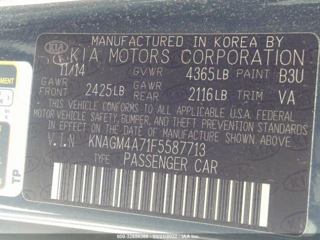 Photo 8 VIN: KNAGM4A71F5587713 - KIA OPTIMA 