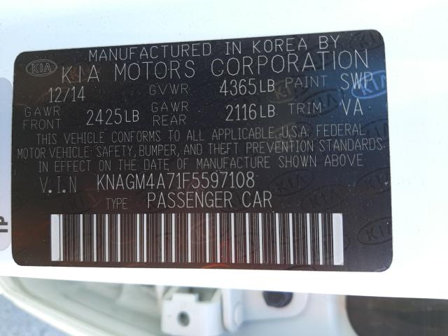 Photo 9 VIN: KNAGM4A71F5597108 - KIA OPTIMA LX 