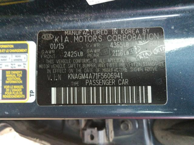 Photo 9 VIN: KNAGM4A71F5606941 - KIA OPTIMA LX 