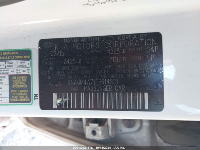 Photo 8 VIN: KNAGM4A71F5614313 - KIA OPTIMA 