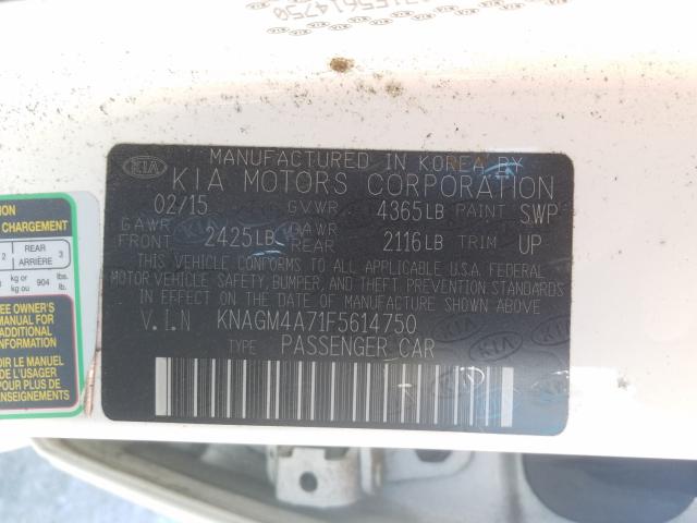 Photo 9 VIN: KNAGM4A71F5614750 - KIA OPTIMA LX 