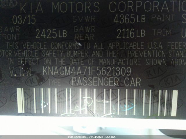 Photo 8 VIN: KNAGM4A71F5621309 - KIA OPTIMA 