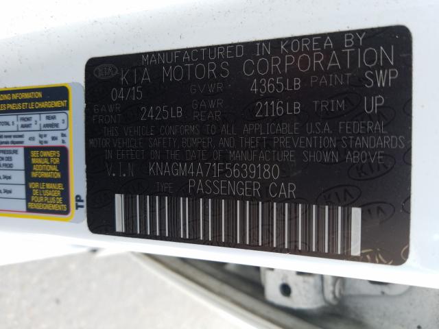 Photo 9 VIN: KNAGM4A71F5639180 - KIA OPTIMA LX 