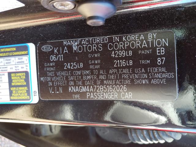 Photo 9 VIN: KNAGM4A72B5162026 - KIA OPTIMA LX 