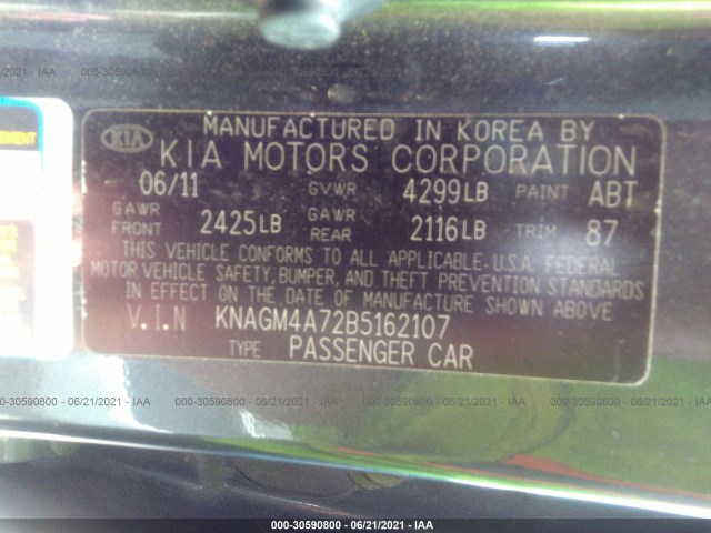 Photo 8 VIN: KNAGM4A72B5162107 - KIA OPTIMA 