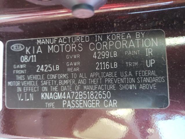 Photo 9 VIN: KNAGM4A72B5182650 - KIA OPTIMA LX 