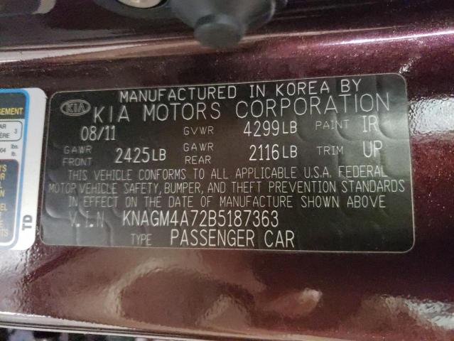 Photo 11 VIN: KNAGM4A72B5187363 - KIA OPTIMA LX 