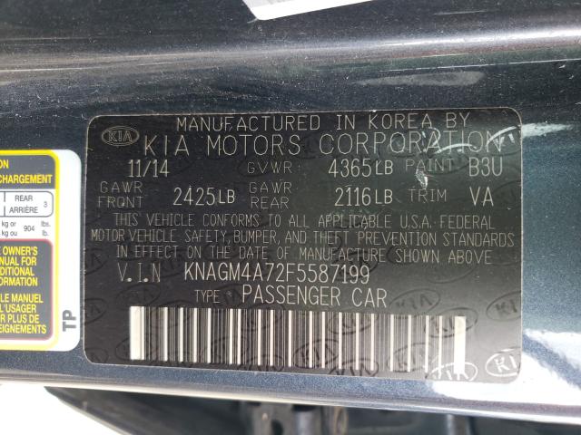 Photo 9 VIN: KNAGM4A72F5587199 - KIA OPTIMA LX 