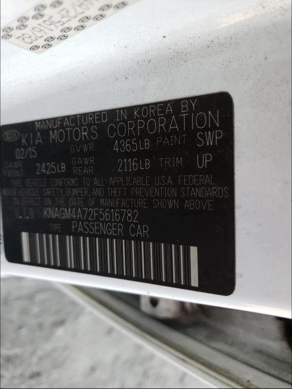 Photo 9 VIN: KNAGM4A72F5616782 - KIA OPTIMA LX 