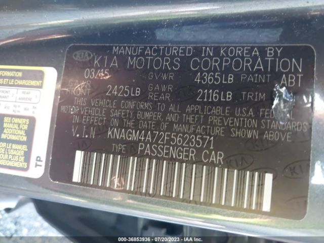 Photo 8 VIN: KNAGM4A72F5623571 - KIA OPTIMA 