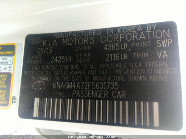 Photo 8 VIN: KNAGM4A72F5631735 - KIA OPTIMA 