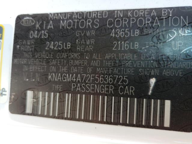 Photo 9 VIN: KNAGM4A72F5636725 - KIA OPTIMA LX 