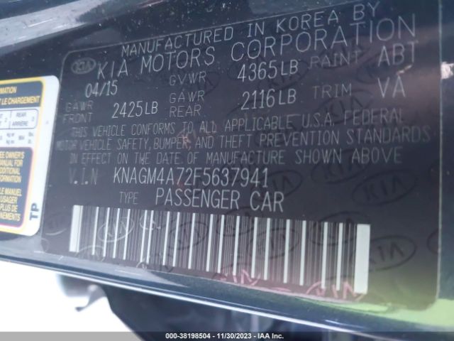 Photo 8 VIN: KNAGM4A72F5637941 - KIA OPTIMA 