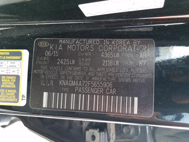 Photo 9 VIN: KNAGM4A72F5655906 - KIA OPTIMA 