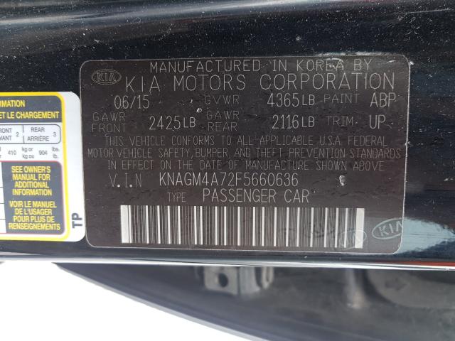 Photo 9 VIN: KNAGM4A72F5660636 - KIA OPTIMA LX 