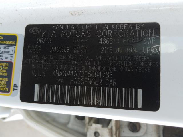 Photo 9 VIN: KNAGM4A72F5664783 - KIA OPTIMA LX 