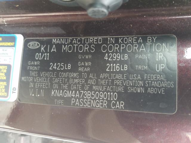 Photo 9 VIN: KNAGM4A73B5090110 - KIA OPTIMA LX 