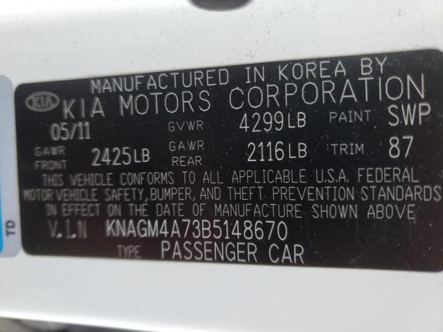 Photo 9 VIN: KNAGM4A73B5148670 - KIA OPTIMA LX 