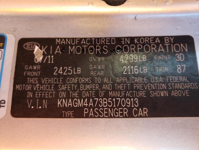 Photo 9 VIN: KNAGM4A73B5170913 - KIA OPTIMA LX 